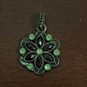 Elegant Black and Green Floral Pendant
